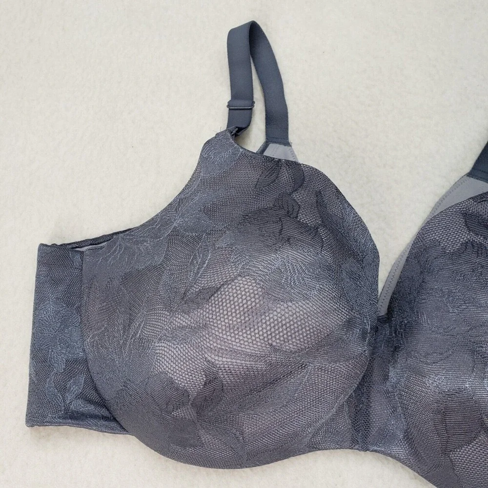 Cacique Bra Womens 42DDD Lightly Lined Balconette Back Smoothing Lace Blue